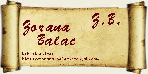 Zorana Balać vizit kartica